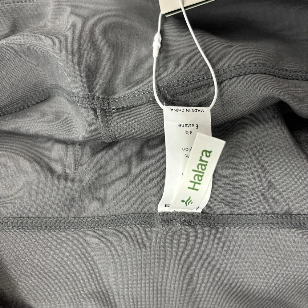 NWT Halara‎ Flare Leggings Stretch Pants Womens L Gray Pull On Stretch Pockets